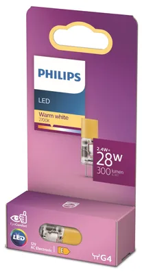 Productafbeelding van Philips lampen: 28 W, type G4, 2,4 W, 28 W, fitting G4, 300 lumen, 15.000 uur, warm wit
