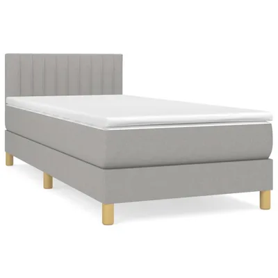 Image de vidaXL Lit boxspring avec matelas gris clair 80x200 cm Tissu
