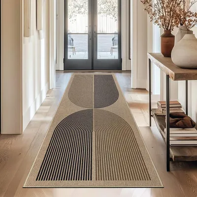 Image de Tapis Gangloper - 80 x 200 cm - Jute - Antidérapant - Lavable en machine - Noir et marron