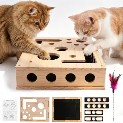 Produktbild von Kratzpuzzle für Katzen - 2-in-1 Interaktives Katzenspielzeug mit Krallenfeilen
