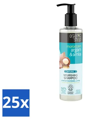 Immagine prodotto di 25 flaconi di Shampoo Naturale Nutriente Argan & Amla, 280 ml - Confezione vantaggiosa - 25 pezzi