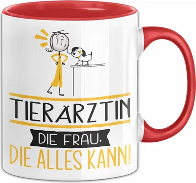 Produktbild von Tierärztin Geschenk Tasse Becher Die Frau Die Allen Kann Geschenkidee für eine Tierärztin Lustig (Rot)
