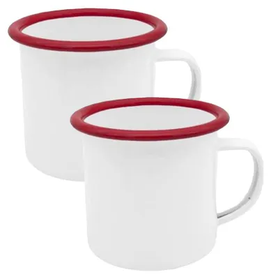 Produktbild von Plottermarie Sublimationsrohlinge Sublimations-Tassen für personalisierte Geschenkideen – Sublimationsrohlinge, Fotogeschenke, Personalisierung & DIY Emaille Tasse 12 oz sublimierbar Red 2er Set