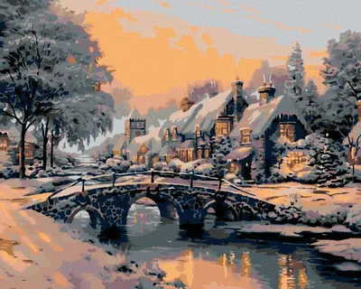 Obrázok produktu pre Zuty - Diamantové maľovanie - MOST CEZ ZAMRZNUTÚ RIEKU, 40x50 cm, vypnuté plátno na rám