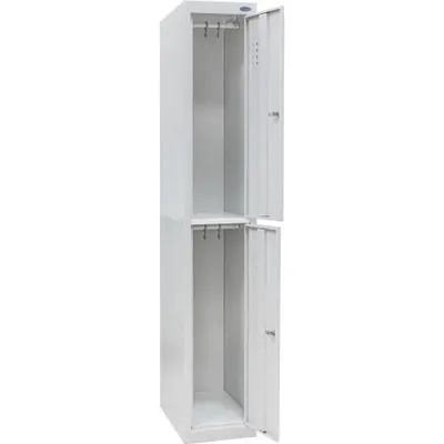 Zdjęcie produktu dla UHL-MASH Szafa Metalowa Ubraniowa SOM-300/1-2 op 180x30x50cm Socjalna BHP Pracownicza Szkolna Do szatni 2 Skrytkowa Szara