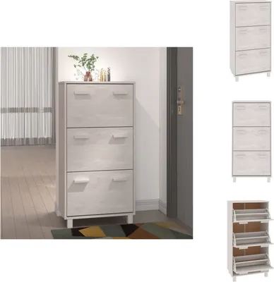 Zdjęcie produktu dla vidaXL Szafka na buty HAMAR biała 59,5x35x117 cm lite drewno sosnowe - Półki i szafki na buty