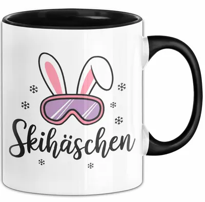 Produktbild von Skifahren Skifahrer Tasse Geschenk Skihäschen Geschenkidee Geschenkidee Lustig (Schwarz)