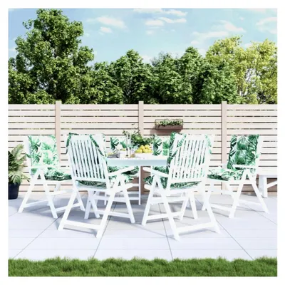 Produktbild von Niedriglehner Auflagen 6 Stück, Gartenstuhlauflagen mit Bändern, Sitzpolster für Gartenstühle, Polsterauflagen, Blattmuster aus Oxford-Gewebe