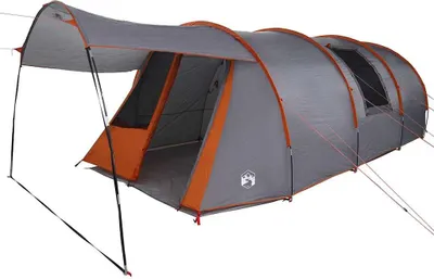 Produktbild von vidaXL Tunnelzelt 4-Personen Grau und Orange 740 x 370 x 220 cm