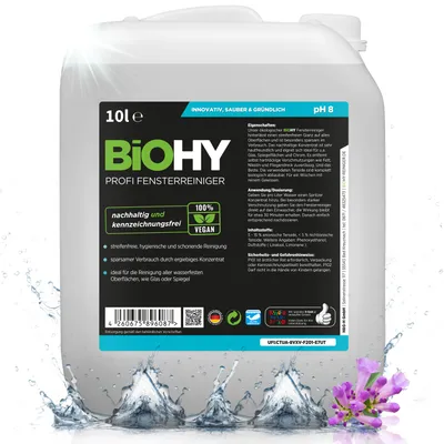 Produktbild von BiOHY Profi Fensterreiniger + Auslaufhahn, Glasreiniger, Fensterputzmittel, 10 l