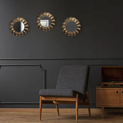 Produktbild von 3er-Set dekorative Wandspiegel in Gold