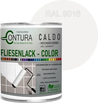 Produktbild von Fliesenlack 750ml. Fliesenfarbe 20 Farben Lack Fliesen Wand Boden Bad Küche - RAL 9016 Weiß