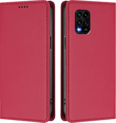 Obrázek produktu pro Kožené pouzdro pro Xiaomi Mi 10 Lite, magnetické flipové pouzdro zPolyuretankůže se stojánkem Červená