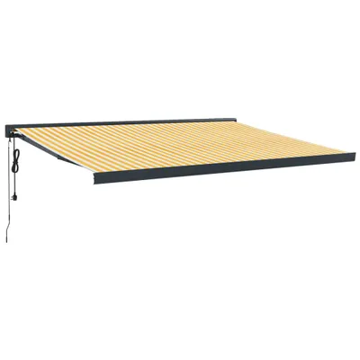 Produktbild von Markise Einziehbar Gelb und Weiß 4x3 m Stoff und Aluminium