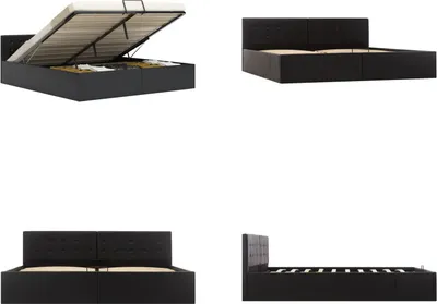 Produktbild von vidaXL Stauraumbett Hydraulisch Schwarz Kunstleder 180×200 cm - Stauraumbett - Stauraumbetten - Bettgestell - Bettgestelle
