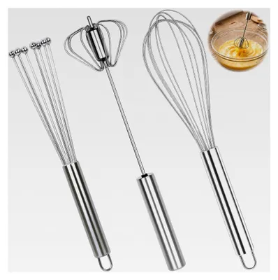 Produktbild von 3-teiliges Edelstahl Schneebesen Set – Rührbesen in 3 Größen, spülmaschinengeeignet für die Küche, zum Mischen, Kochen, Schlagen und Rühren