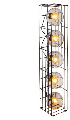 Produktbild von Stehleuchte - Glas-Stehleuchte "CESTA" h: 95cm, Stehlampe im Industrial Style, ausMetall und Glas in schwarz, 95 cm hoch, Maße 18 x 18 cm, E27-Fassung – Druckschalter