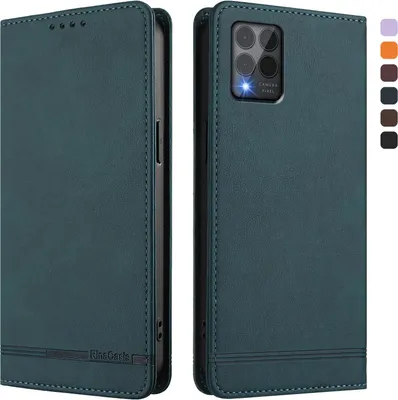 Produktbild von Hülle für T-Mobile REVVL 6 Pro, Retro Kunstleder Ständer Klapphülle mit Kartenfächer und Magnetische Grün