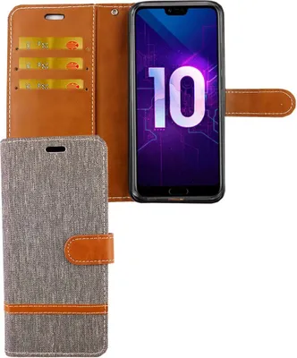 Produktbild von Huawei Honor 10 Handy Hülle Schutz-Tasche Case Cover Kartenfach Etui Wallet Grau