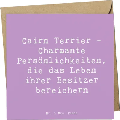 Produktbild von Mr. & Mrs. Panda Grußkarte Spruch Cairn Terrier - Lavendeltraum - Geschenk, aktive Hunde, Glückwunschkarte, Hunderassen Charakter, Eigenschaften, Hund, Hunderasse, loyal