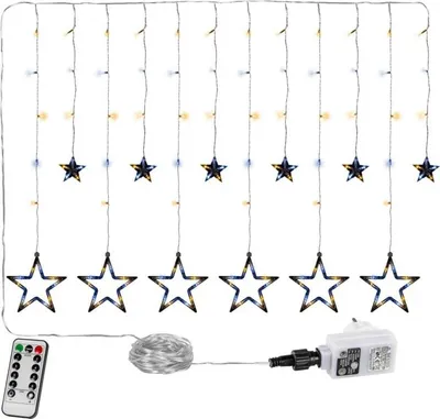 Obrázok produktu pre VOLTRONIC záves 12 hviezdičiek 150 LED, teplá/studená biela