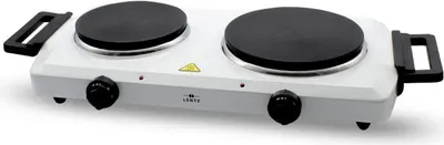Image de Lentz Plaque de cuisson double Double 1500 Watt + 1000 Watt Hob testé Qualité de marque Poignées incluses blanc