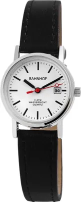Produktbild von Bahnhof Damenuhr mit Kunstlederionsarmband, Datumsanzeige