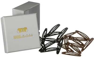 Zdjęcie produktu dla Owalne spinki do włosów w kolorze czarnym i brązowym, 20 sztuk, 6 cm, w zestawie z białym pudełkiem do przechowywania, idealne do włosów normalnych i grubych