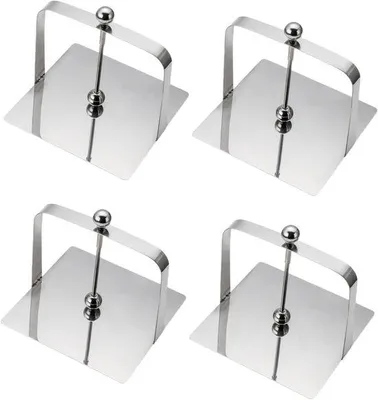 Zdjęcie produktu dla Zestaw 4 sztuk metalowych podstawek do serwetek Unyqoos®, obciążonych – kolor srebrny, stabilne podstawki do użytku wewnątrz i na zewnątrz