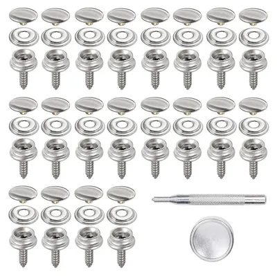 Druckknopf-Set 20-tlg., 15 mm, Edelstahl/Kupfer, für Segeltuch, Zelt, Leder