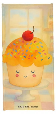 Produktbild von Mr. & Mrs. Panda Strandtuch Cupcake Design - Weiß - Geschenk, Küche Deko, Muffin, Wunder, Badelaken, Cupcakes, sporthandtuch, Duschtuch, Lustige Sprüche, Koch, Handtuch