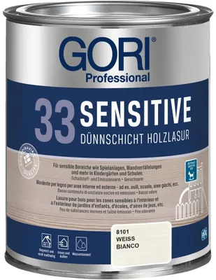 Produktbild von GORI Professional 33 SENSITIVE, Dünnschicht-Holzlasur, weiß, 0,75 l