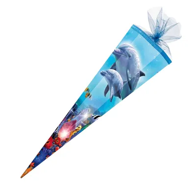 Produktbild von Schultüte / Zuckertüte / 85cm / eckig / "Delfinfamilie"