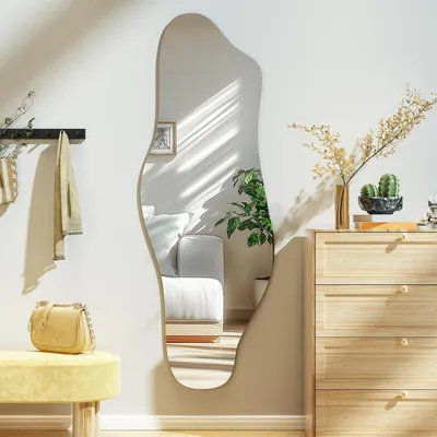 Produktbild von Wandspiegel Unregelmäßig Asymmetrisch 50 x 140 cm Rahmenlos Dekorativ für Wohnzimmer Schlafzimmer Badezimmer