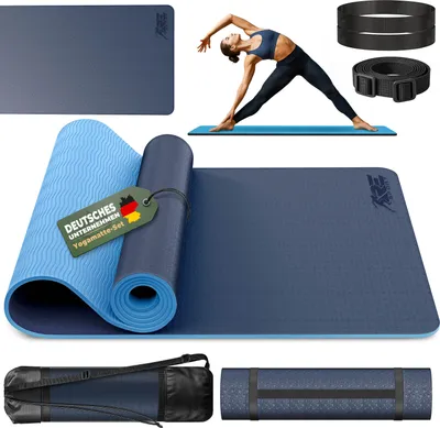 Obrázek produktu pro RE:SPORT podložka na jógu tmavě modrá fitness podložka podložka do tělocvičny pilates sportovní podložka podlahová podložka BEZ FALÁTŮ