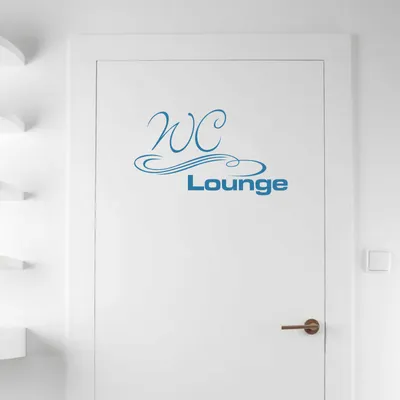 Produktbild von Wandtattoo - Wandaufkleber - Tür- Wandtattoo "WC Lounge" - 50cm x 28cm hellblau - Dekoration Küche Wohnzimmer Wand