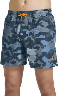 Produktbild von THE PEOPLE REP. Herren moderne Badeshorts / weite Badehose mit praktischer Tasche in angesagten Prints, Blau mit Camouflage, Gr. XXL