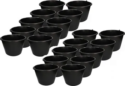 Produktbild von KOTARBAU® 20er Set Baueimer 20L aus Kunststoff Putzeimer Mörteleimer Zementeimer Wassereimer Garteneimer Kunststoff-Eimer Schwarz