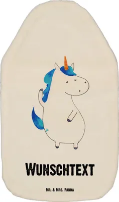 Produktbild von Mr. & Mrs. Panda Personalisierte Wärmflasche Einhorn Mann - Weiß - Personalisierte Geschenke, Party, Einhörner, Wärmekissen mit Namen, Unicorn, Familie, Pegasus