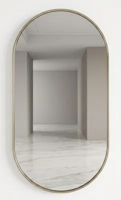 Productafbeelding van Ovale wandspiegel, zilverkleurig, modern design, grote spiegel, geschikt voor hal of badkamer