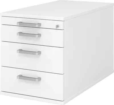 Produktbild von bümö office Rollcontainer - mit 3 Schubladen - Nachbildung: Weiß, Griff: Chromgriff (Metall)
