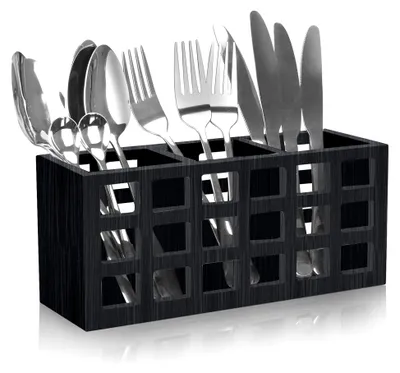 Produktbild von Besteckhalter aus Holz für Küche, Arbeitsplatte, Tisch und Party
