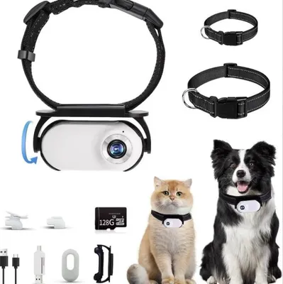 Produktbild von Katzen & Hunde Kamera Halsband – Haustierkamera 1080P mit 128GB TF Karte, Vlog & Outdoor