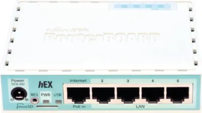 Image de MikroTik RouterBOARD hEX, 880MHz dual-core CPU, 256MB RAM, 5x LAN, USB, microSD slot, vč. L4 licence