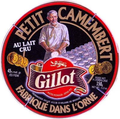 Produktbild von Hymor CAMEMBERT GILLOT NOIR  AOP 8x 150g französischer Weich-Schimmel-Käse von Dans L'orne passt zu Plateau fromages de Normandie u. Rot-Wein Datteln Feigen Pflaumen Walnüssen