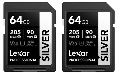 Produktbild von Lexar Silver SD Karte 64GB 2-Pack, UHS-I SDXC Card 205 MB/s Read, 90 MB/s Write