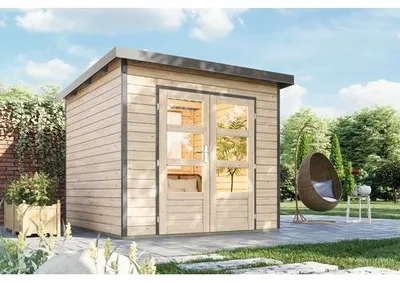 Produktbild von Gartenhaus Karibu Metalwoody 3 A Blech graualuminium inkl. Unterkonstruktion 267 x 266 cm natur