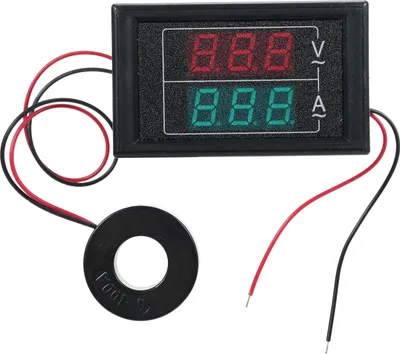 Produktbild von Volt Amperemeter AC 60-500V 100A Digitalmultimeter mit Stromwandler 2 in 1 Mini-Amperemeter Voltmeter Messgeraet mit Dual-LED-Anzeige Universelles Autozubehoer