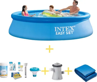 Produktbild von Intex Easy Set Pool - 305 x 76 cm - Inklusive WAYS Wartungspaket, Filterpumpe & Bodenplane
