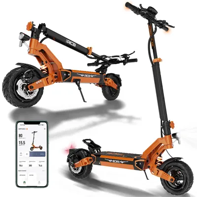 Immagine prodotto di RCB D7 scooter elettrico con omologazione stradale (ABE), 90-100KM, batteria 20.8Ah, motore 500W, pneumatici da 10 pollici flatproof, controllo APP, doppio assorbimento degli urti, pieghevole
